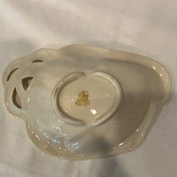 BELLEEK WOMAN HARP SHAMROCK NOUVEAU BUTTER TRAY TRINKET DISH - Picture 6 of 9